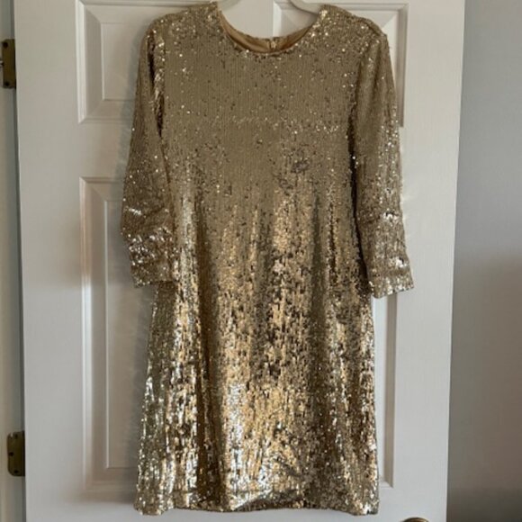 Vintage Tory Burch Gold Sequin Dress - Picture 1 of 6